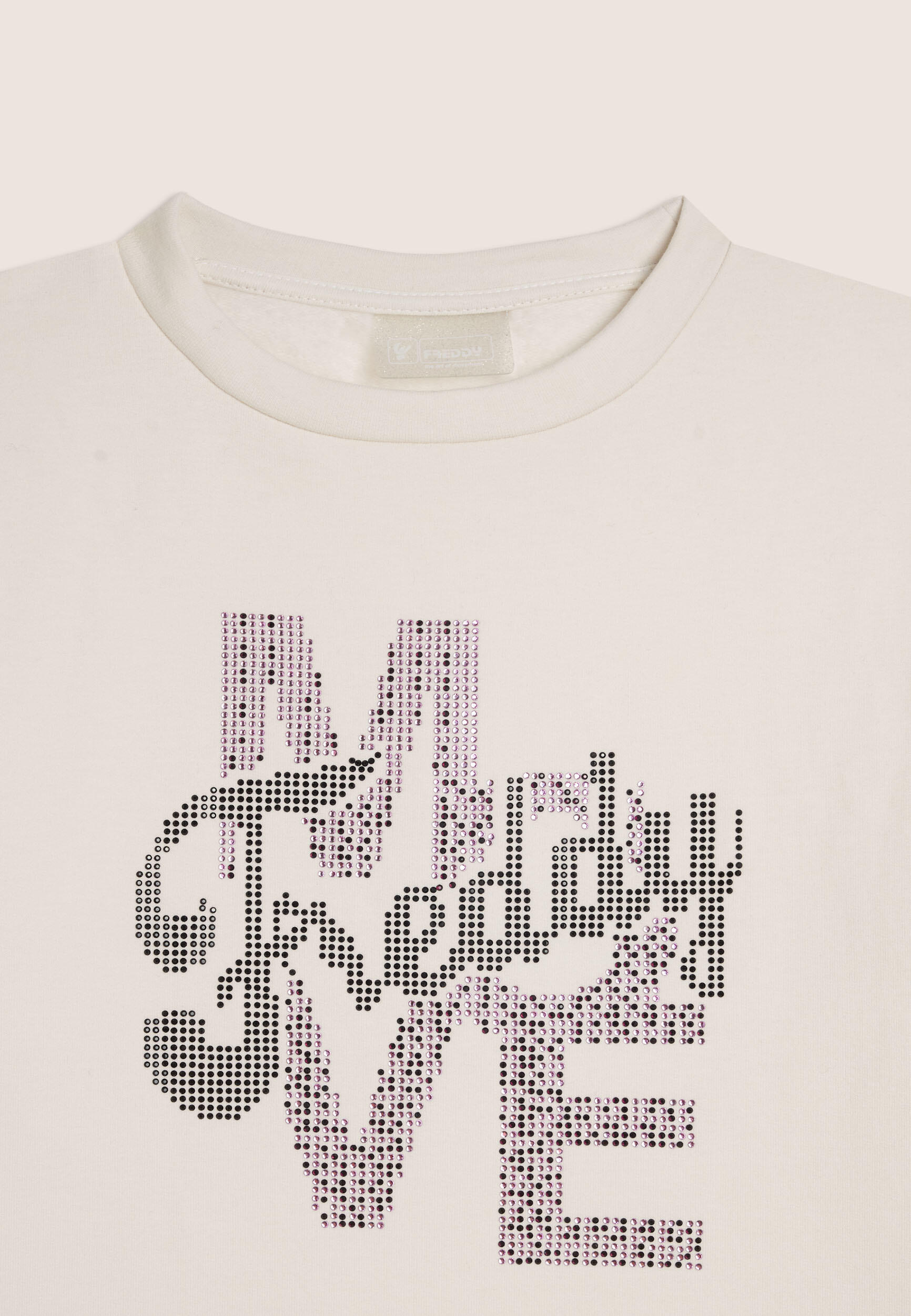 Felpa Junior girocollo con grafica "FREDDY MOVE" in strass 3/3