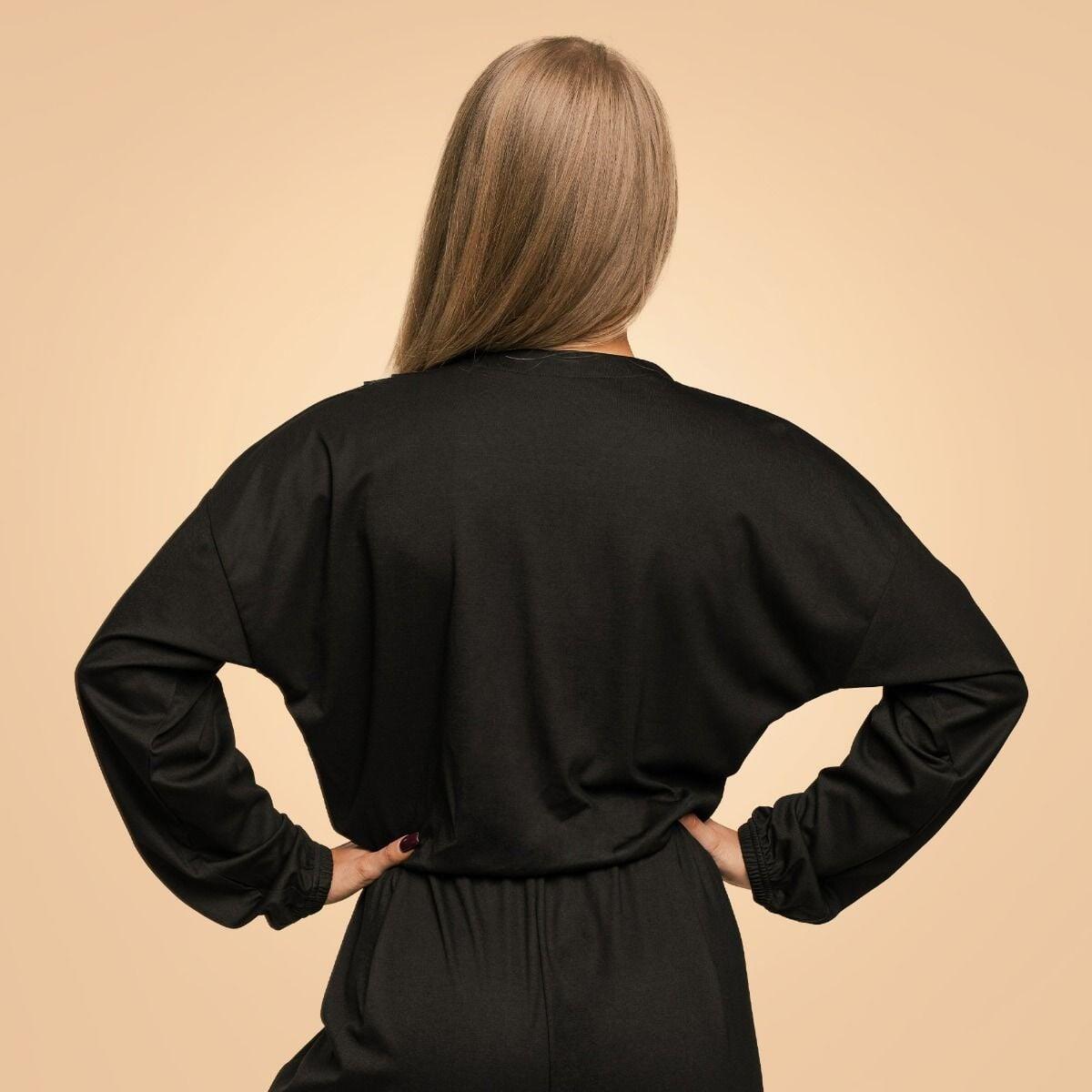 Donna fitness top kimono taglio ampio nero Breeze 3/6