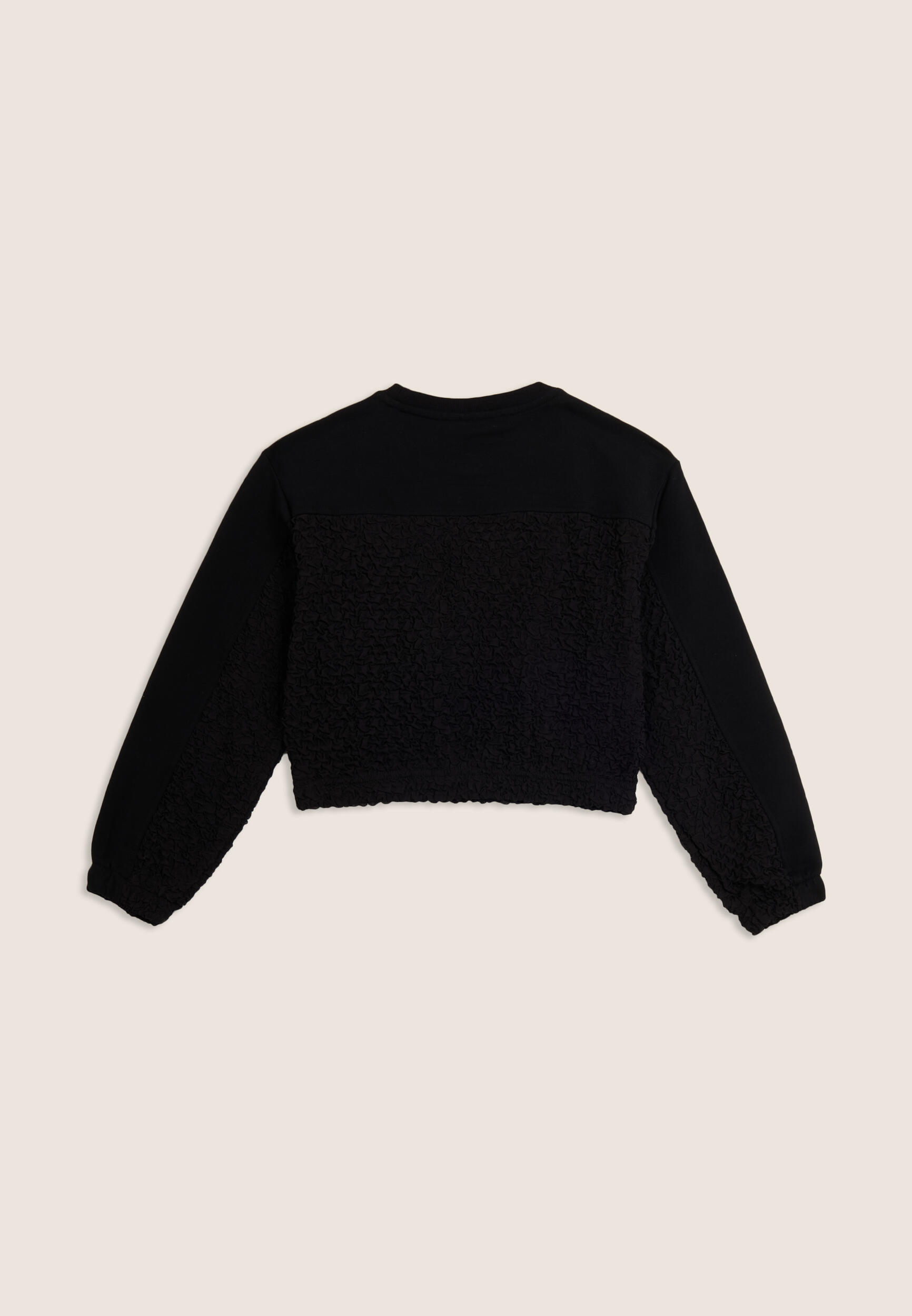 Felpa Junior cropped in pile teddy con tasche al petto 2/3