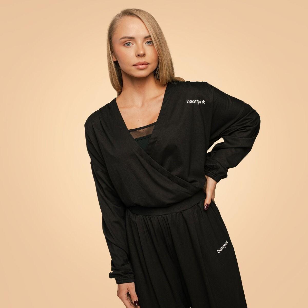 Donna fitness top kimono taglio ampio nero Breeze 4/6