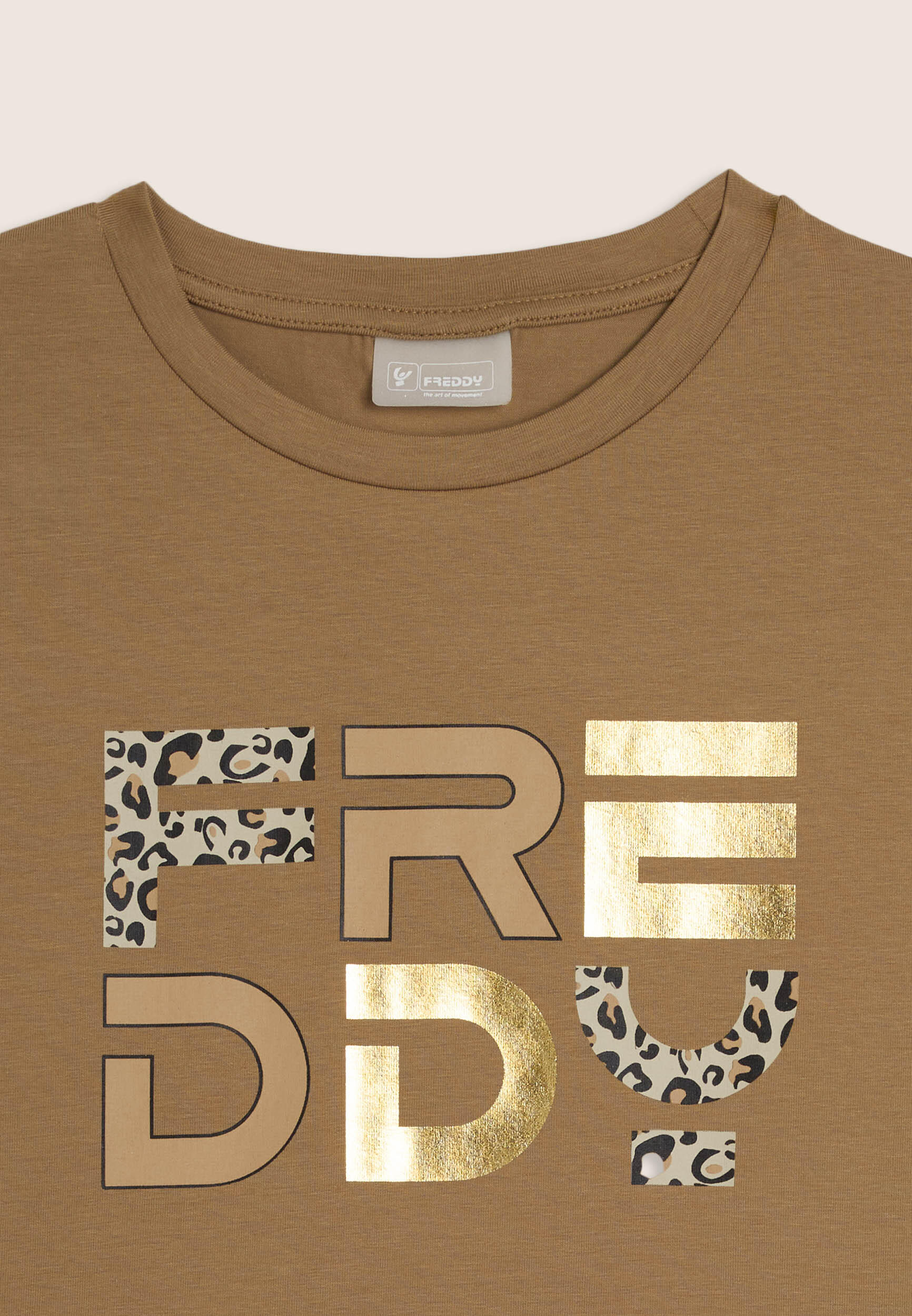 T-shirt Junior con maniche ad aletta e logo animalier e oro 3/3