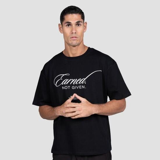 Uomo fitness maglietta cotone nera Earned