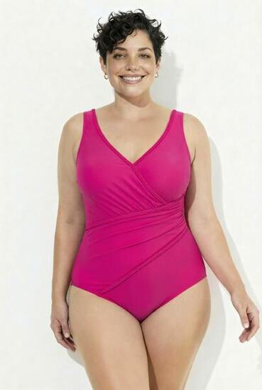 Femme Maillot de bain à bonnets souples passepoils et effet drapé