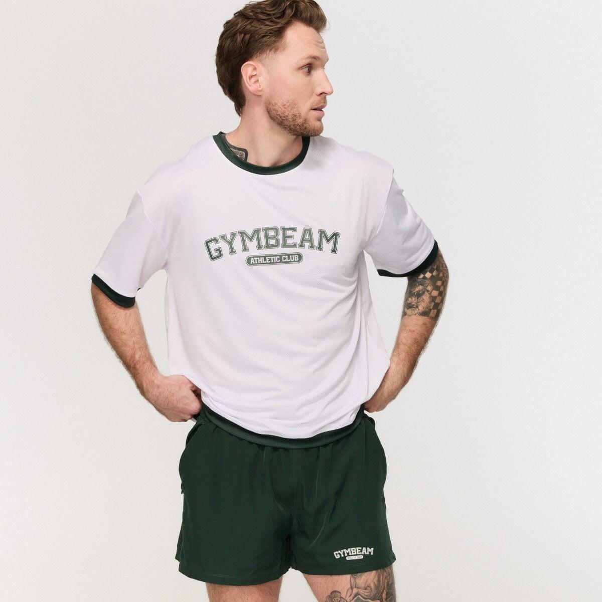 Koszulka męska fitness oversize biała Varsity 3/7