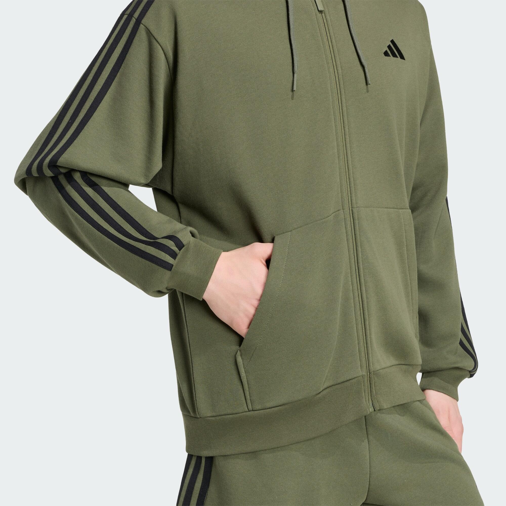 Essentials 3-Stripes French Terry Hoodie met Lange Ritssluiting 5/5