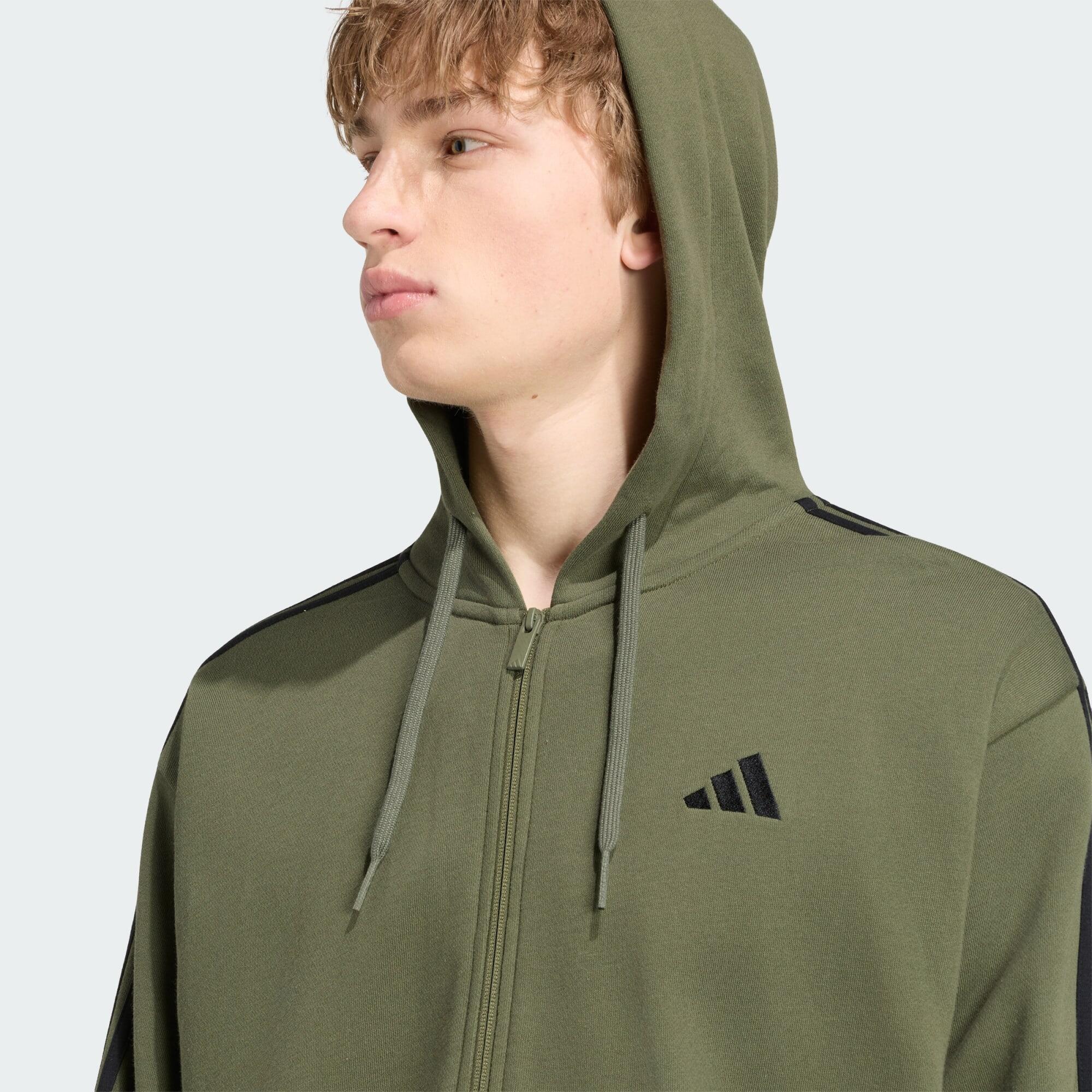 Essentials 3-Stripes French Terry Hoodie met Lange Ritssluiting 4/5