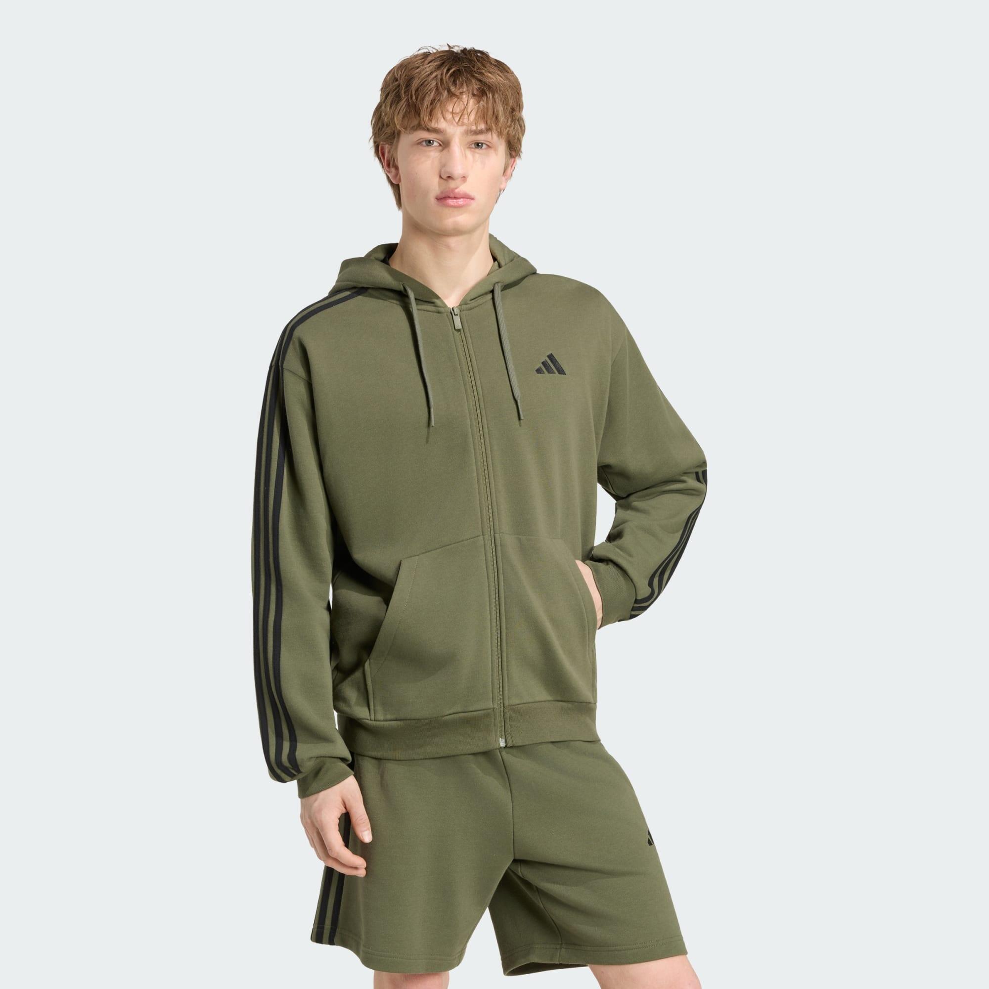 Essentials 3-Stripes French Terry Full-Zip Hoodie | Decathlon