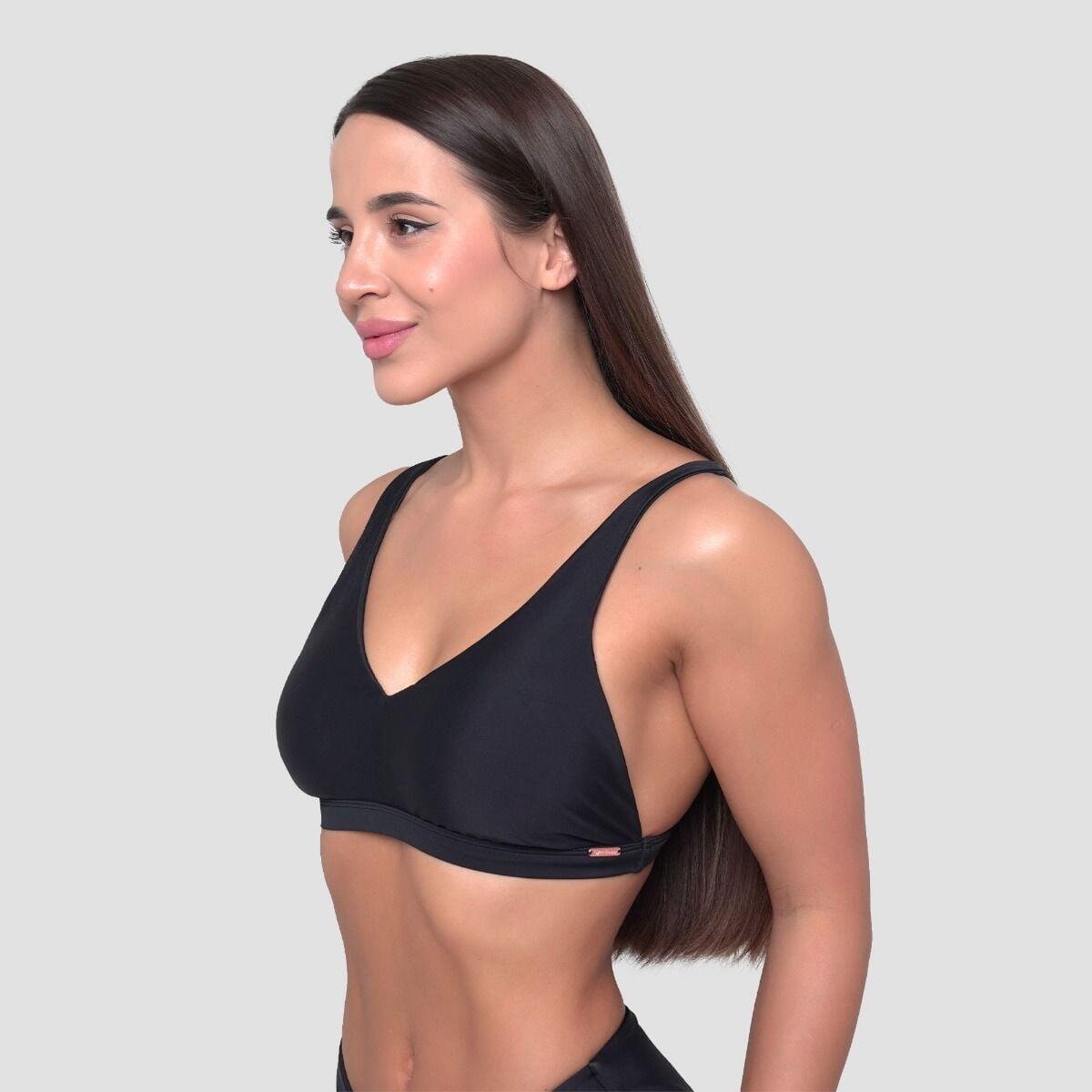 Donna nuoto top bikini resistente al cloro nero Sport 3/7