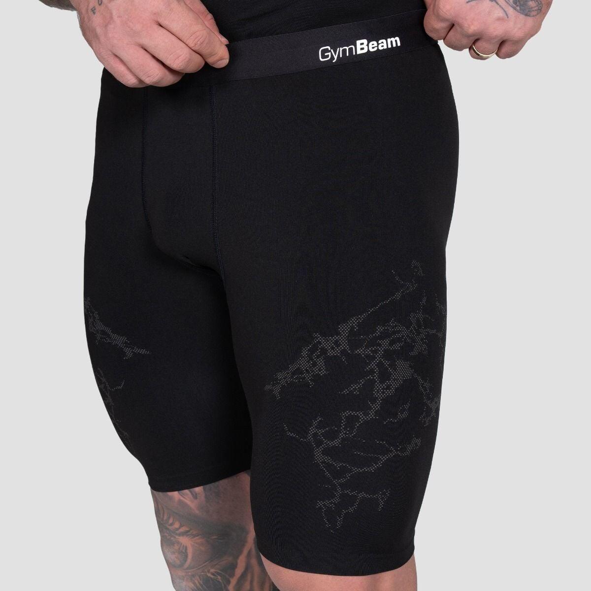 Uomo fitness pantaloncini senza cuciture neri Static 2/6