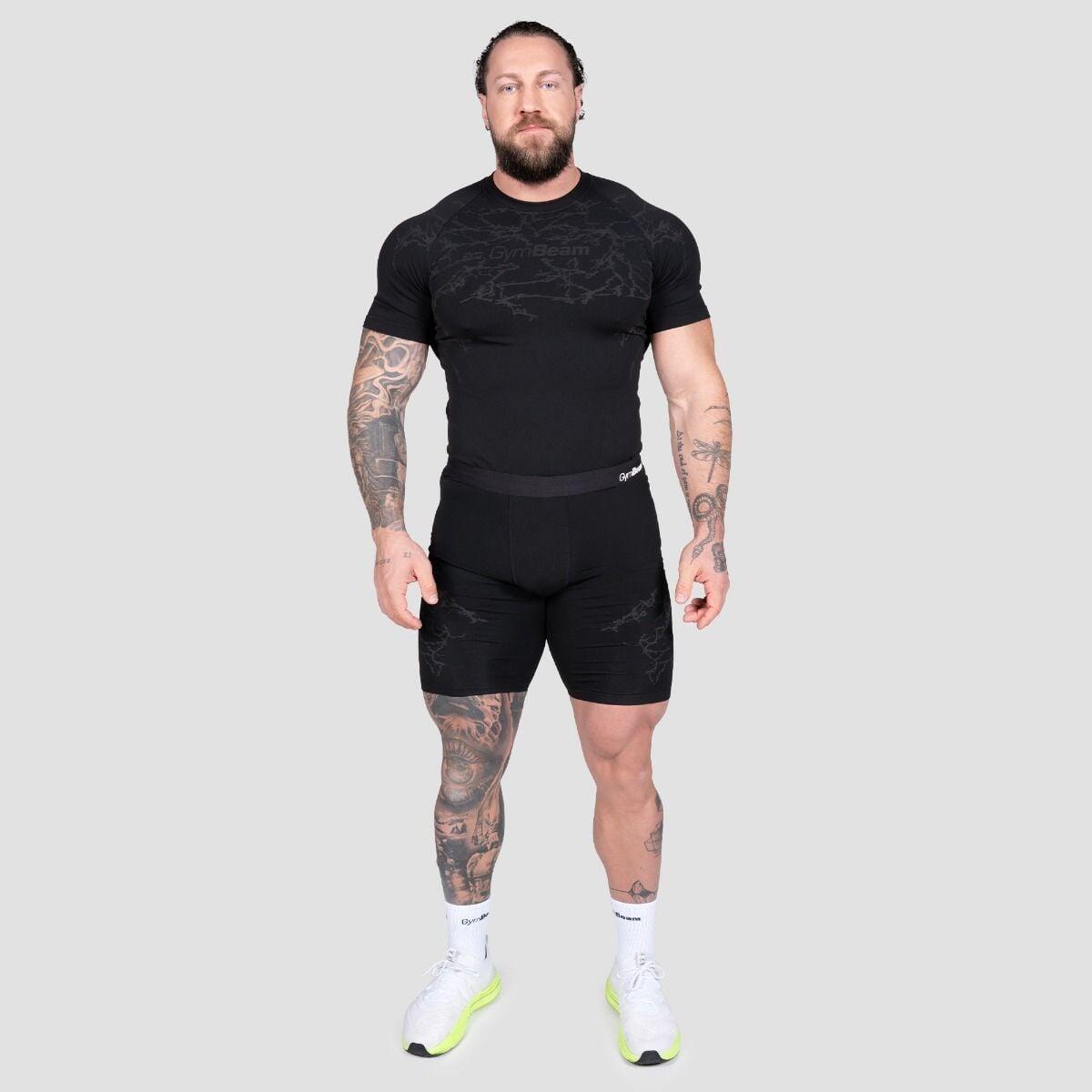 Uomo fitness pantaloncini senza cuciture neri Static 4/6