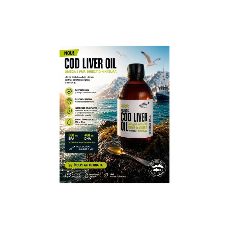 Ulei de ficat de cod, Cod Liver Oil, 300ml
