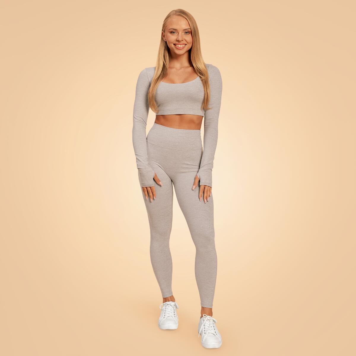 Donna palestra top sportivo maniche lunghe grigio Sense 5/6