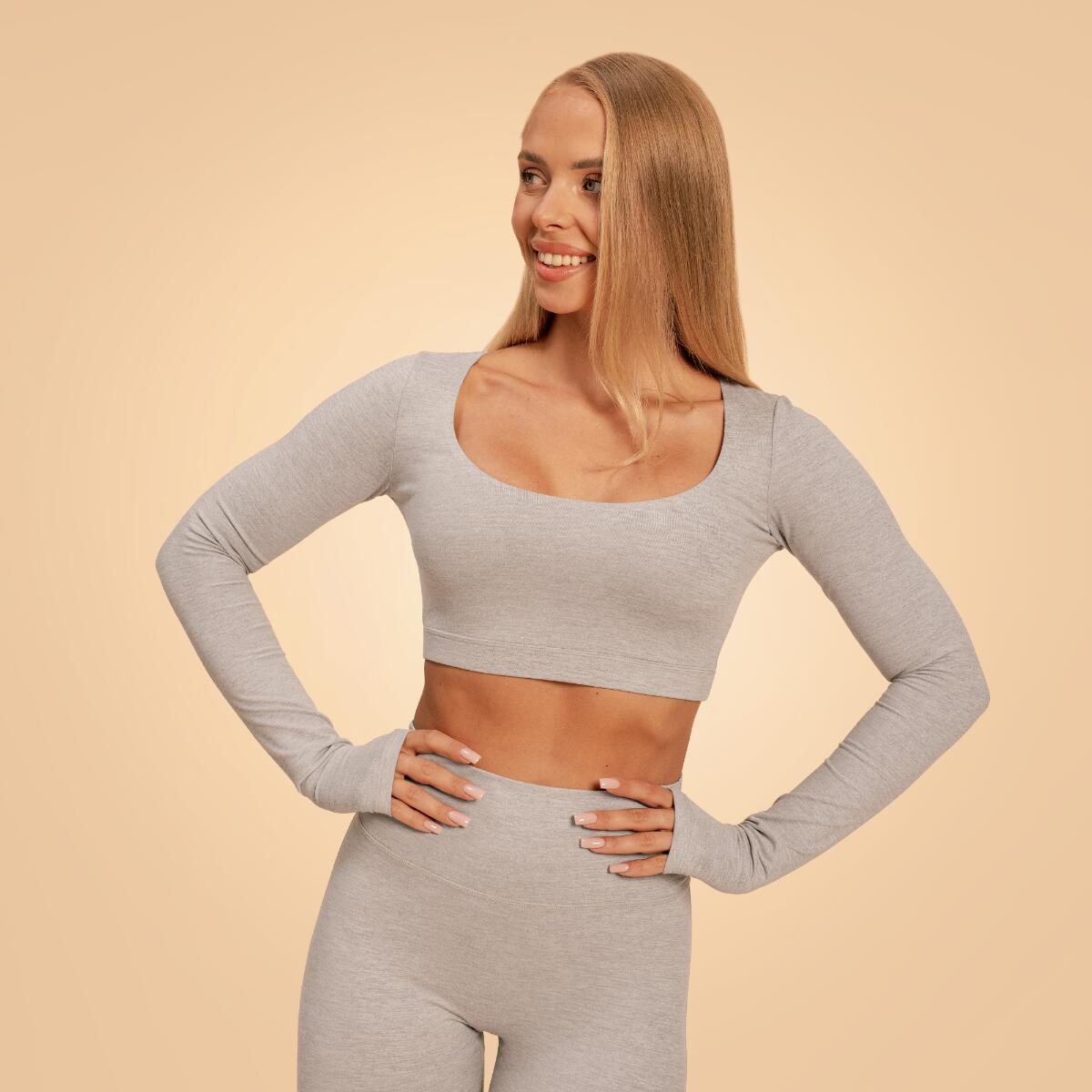 Donna palestra top sportivo maniche lunghe grigio Sense 4/6