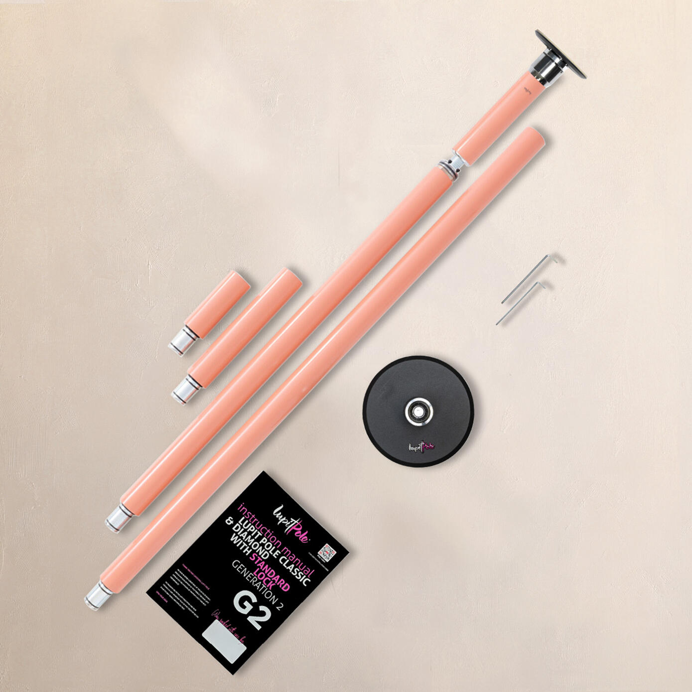LUPIT POLE Classic G2 Standard Lock, přenosná taneční tyč, POUŠTNÍ KVĚT, 45 mm