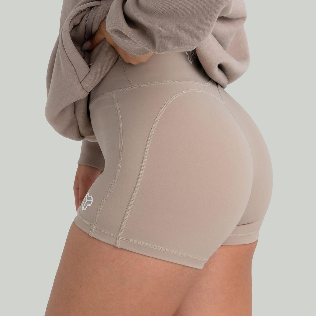 Donna fitness pantaloncini a vita alta Taupe 2/6
