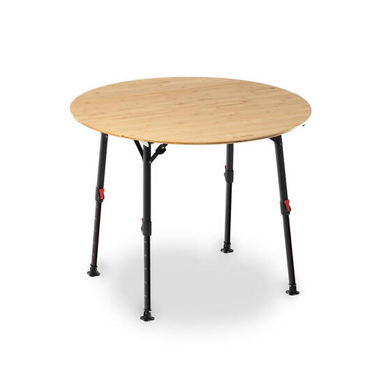 qeedo Quick Kimmy Round 90 - Runder Bambus-Falttisch - höhenverstellbar 43-70 cm