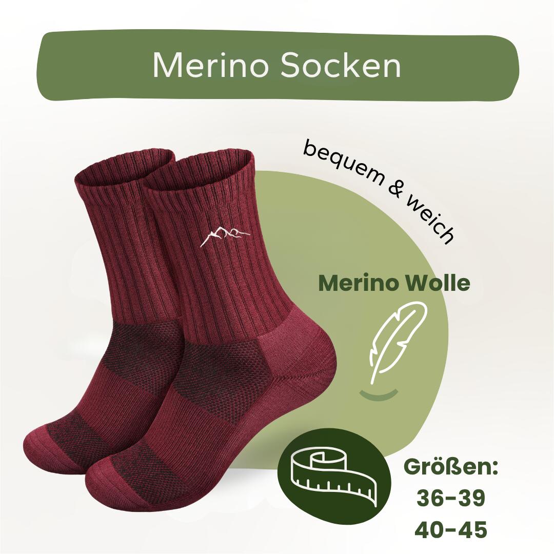 Merino Wandersocken Burgund 2/8