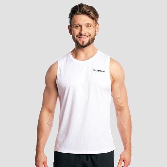 Uomo Fitness canotta traspirante bianca Mesh Base