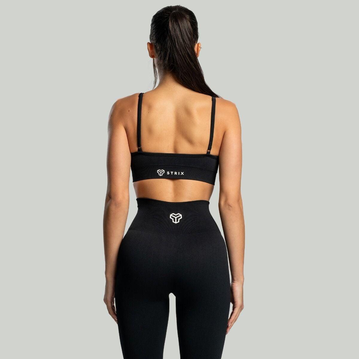 Donna fitness reggiseno sportivo spalline sottili Black Seamless 5/7