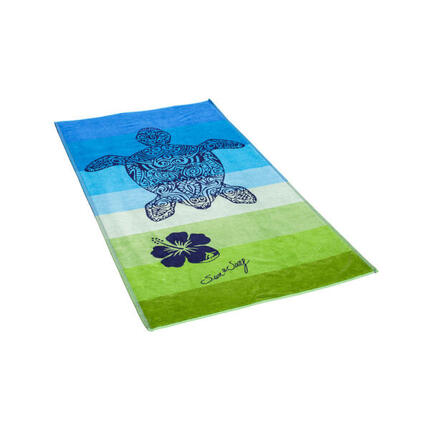 SERVIETTE DE PLAGE JACQUARD TORTUGA BLEU + VERT - DOUBLE
