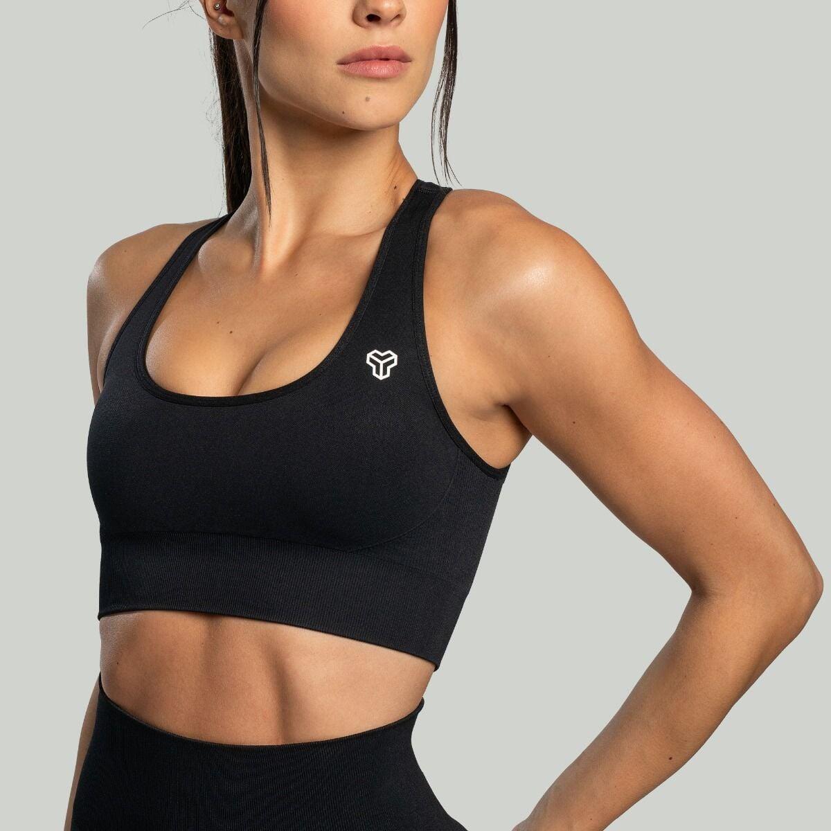 Donna fitness reggiseno sportivo traspirante nero Seamless 2/6