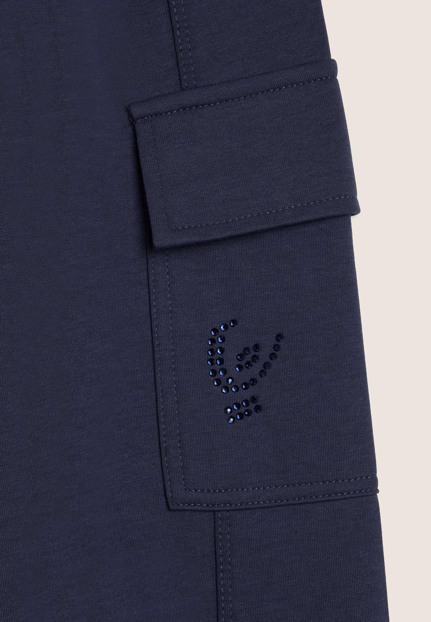 Pantaloni Junior oversize con elastico jacquard e strass 3/3