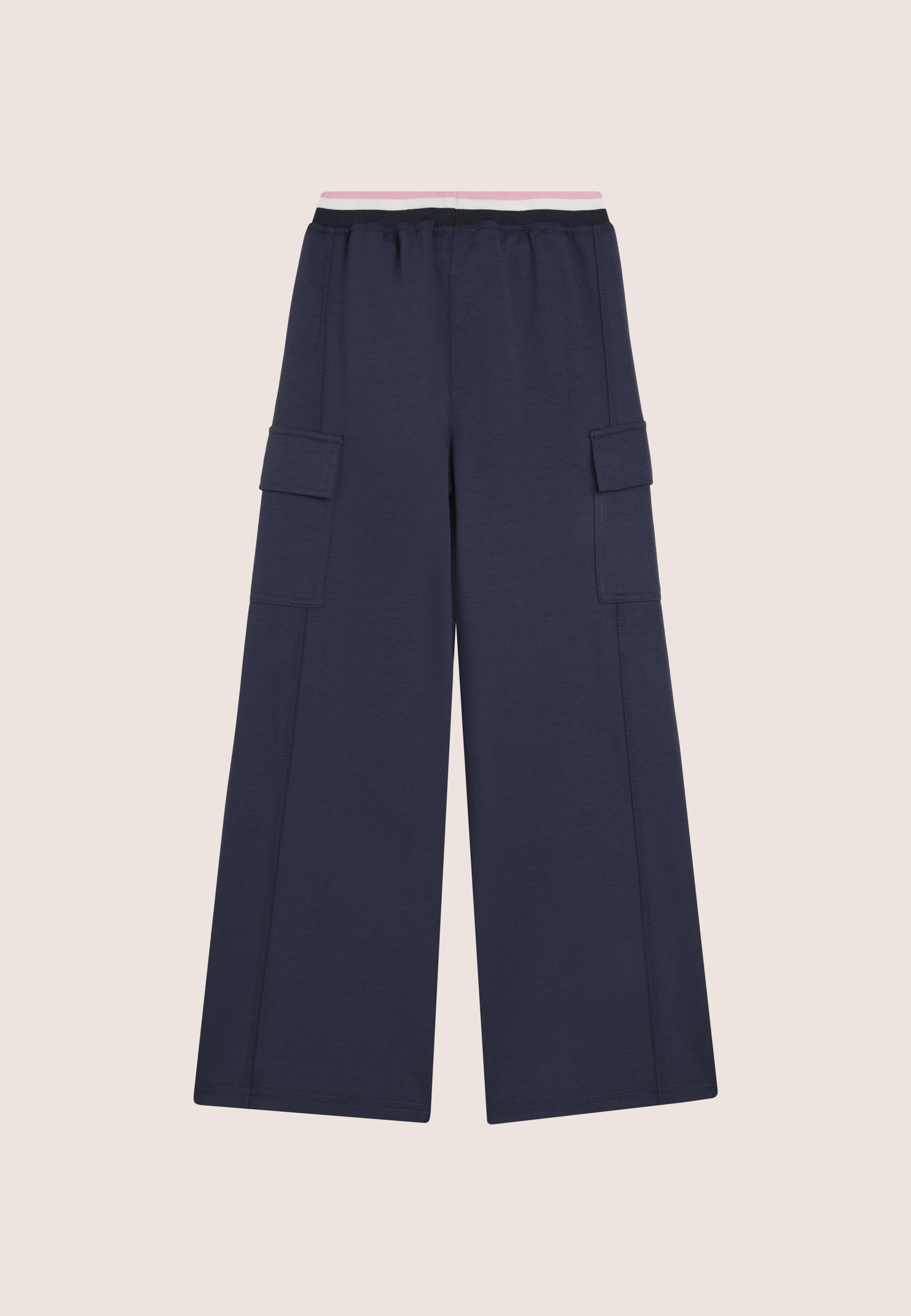 Pantaloni Junior oversize con elastico jacquard e strass 2/3