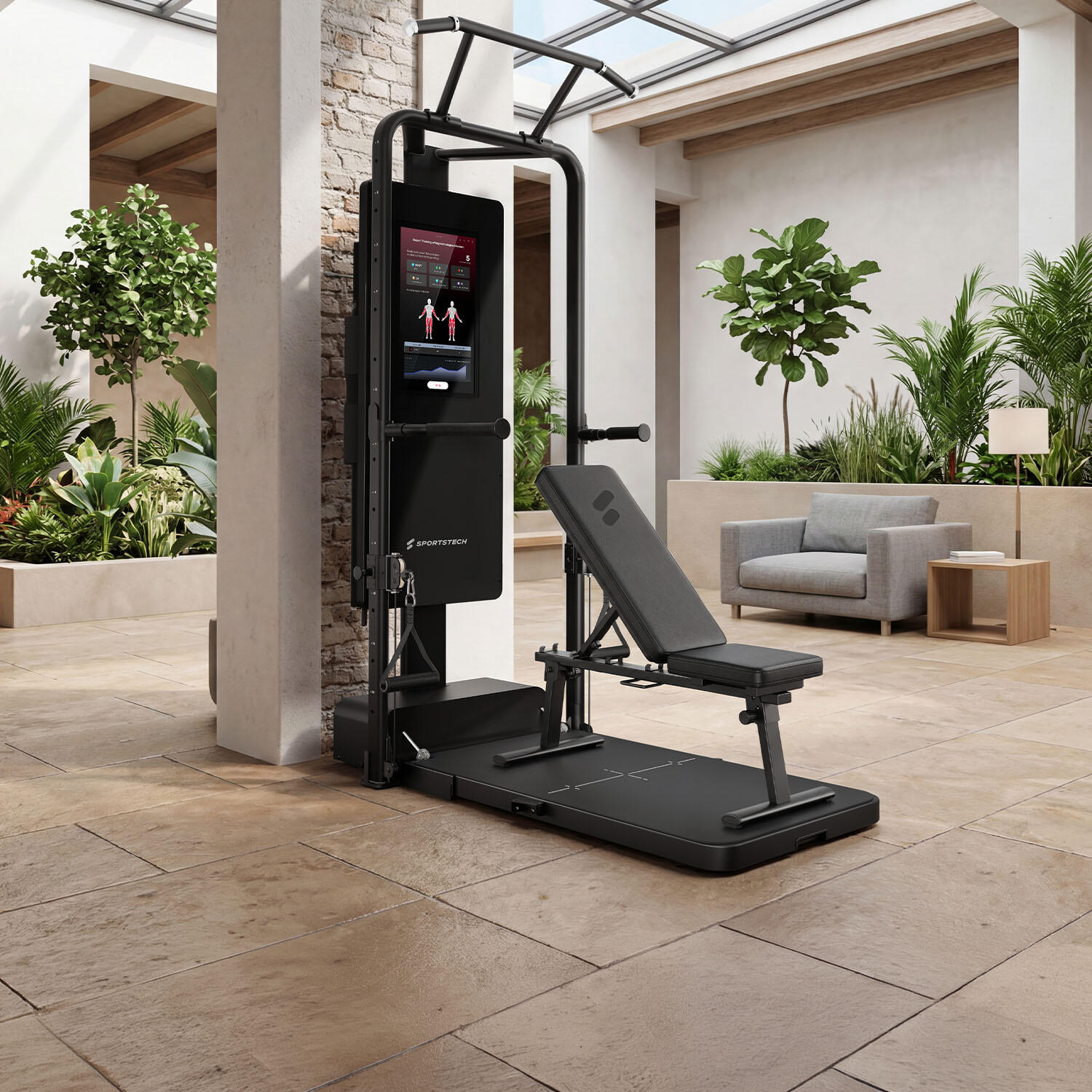 Banco versátil para sGym Pro: plano e inclinado, plegable 5/7