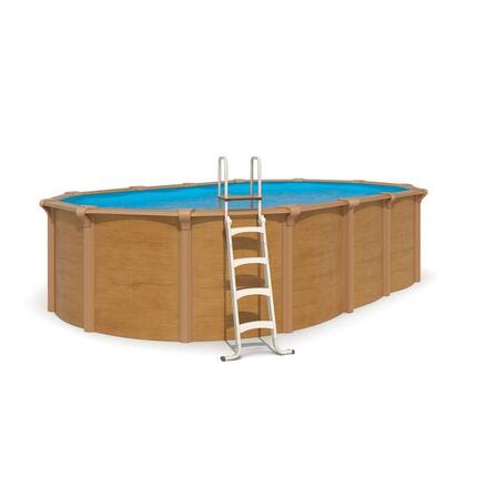 Piscine hors sol acier ovale 6,10 x 3,65 x 1,32 m aspect bois OSMOSE