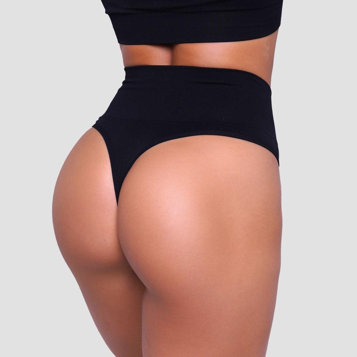 Donna slip brasiliana senza cuciture nera 3/7