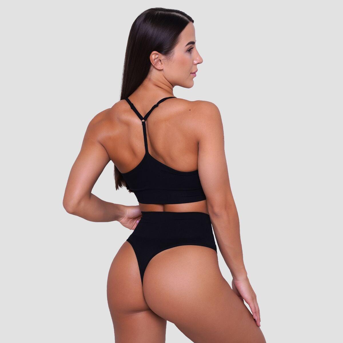 Donna slip brasiliana senza cuciture nera 6/7