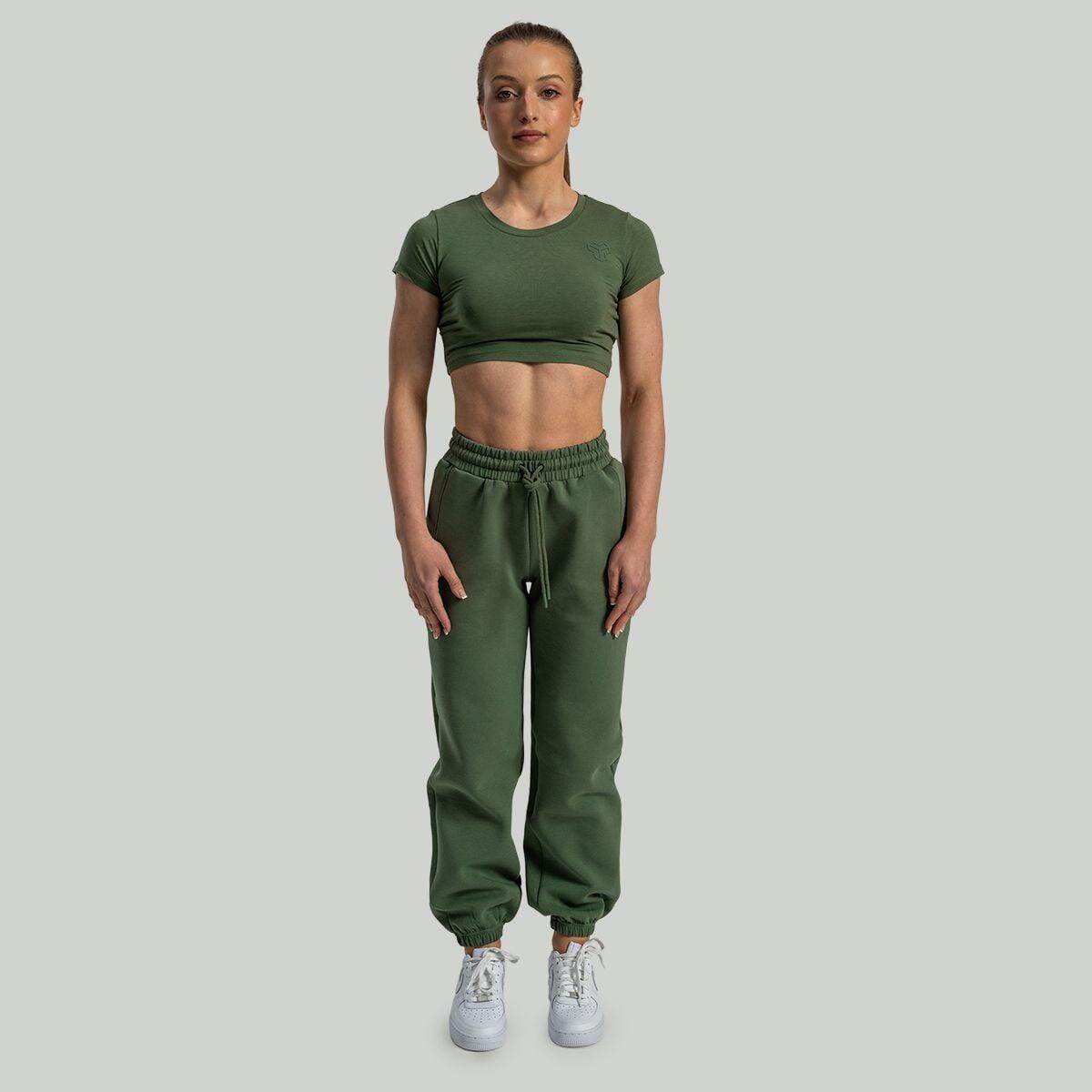 Donna palestra crop top maniche corte Green Essential Moon 4/6