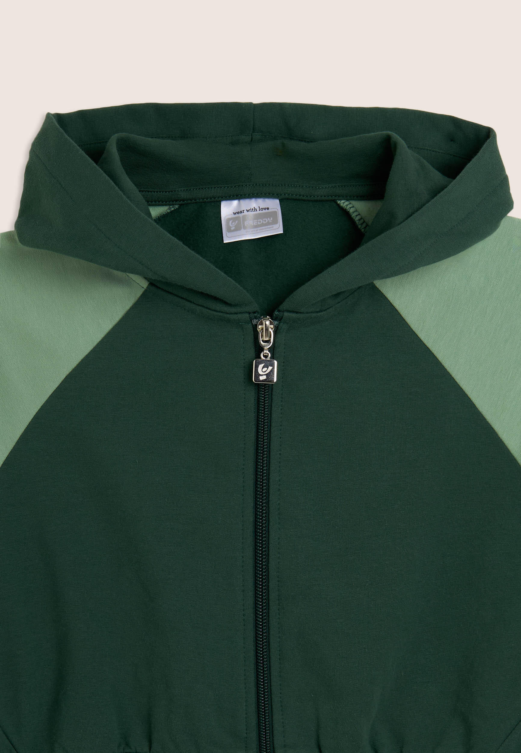 Felpa Junior full-zip cropped con inserti color block 3/3