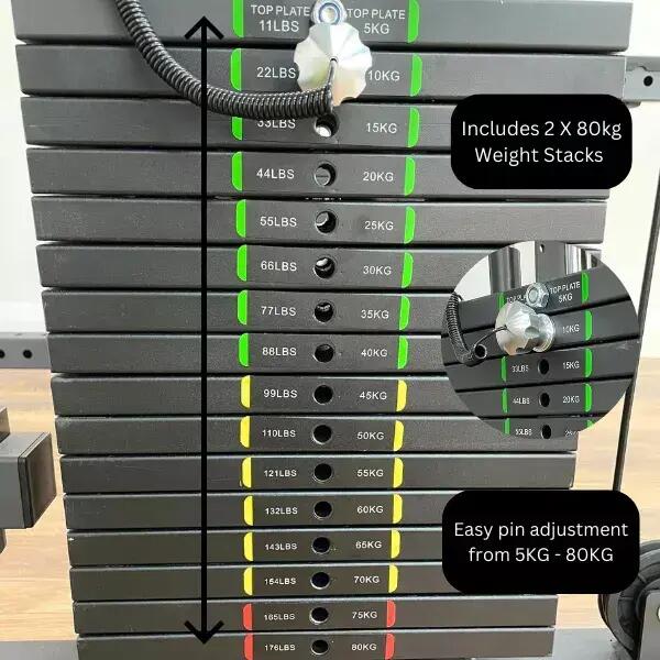 ITM Fitness Commercial Multifunctional Power Rack - Dual 80kg Stacks 5/7
