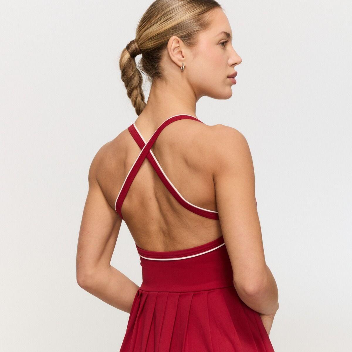 Donna tennis vestito sportivo traspirante rosso Varsity 3/6