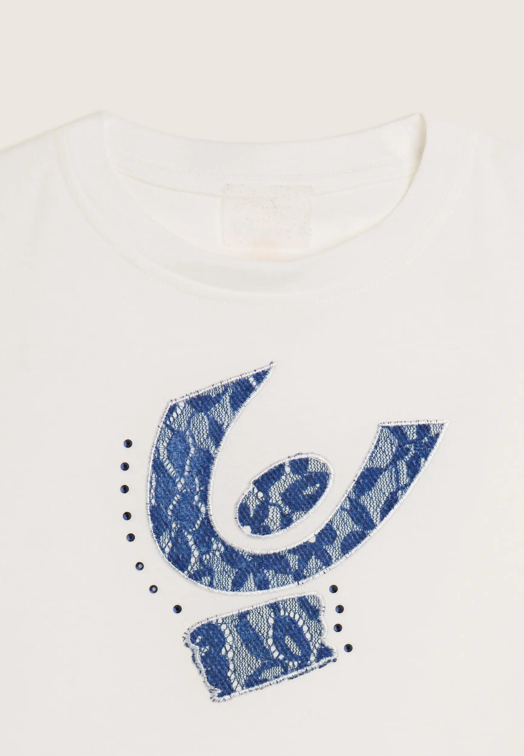 T-shirt Junior à coupe classique avec grand logo du « bonhomme » en dentelle et 3/3