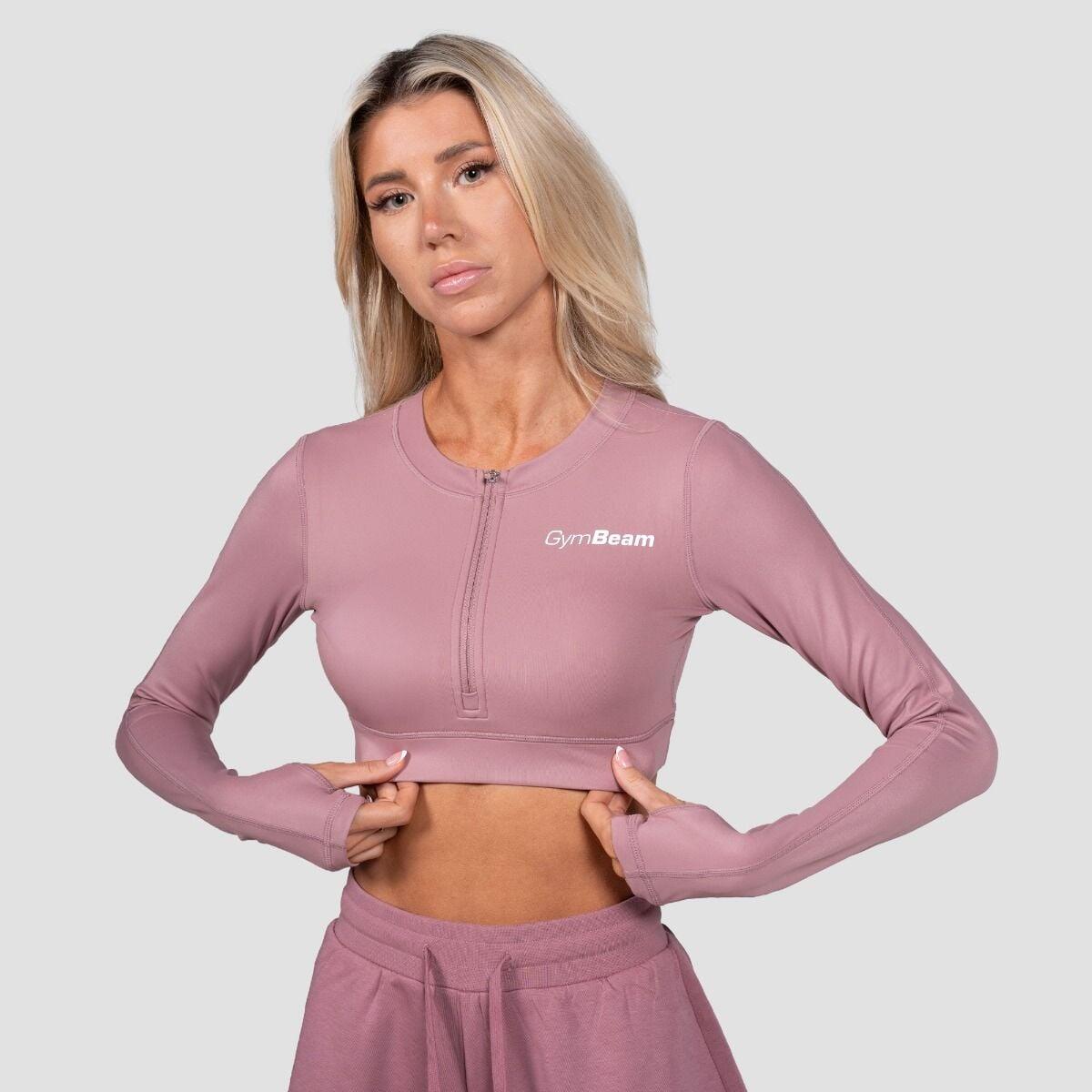 Top donna palestra con zip cropped rosa Prime 5/7