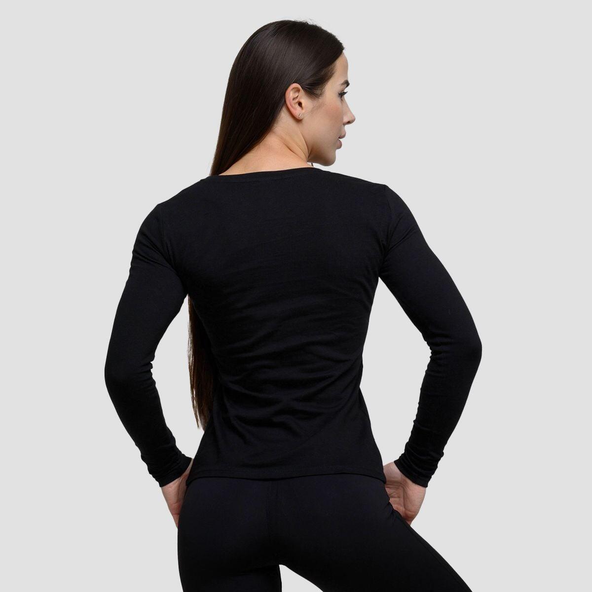 Donna fitness t-shirt maniche lunghe nera 3/5