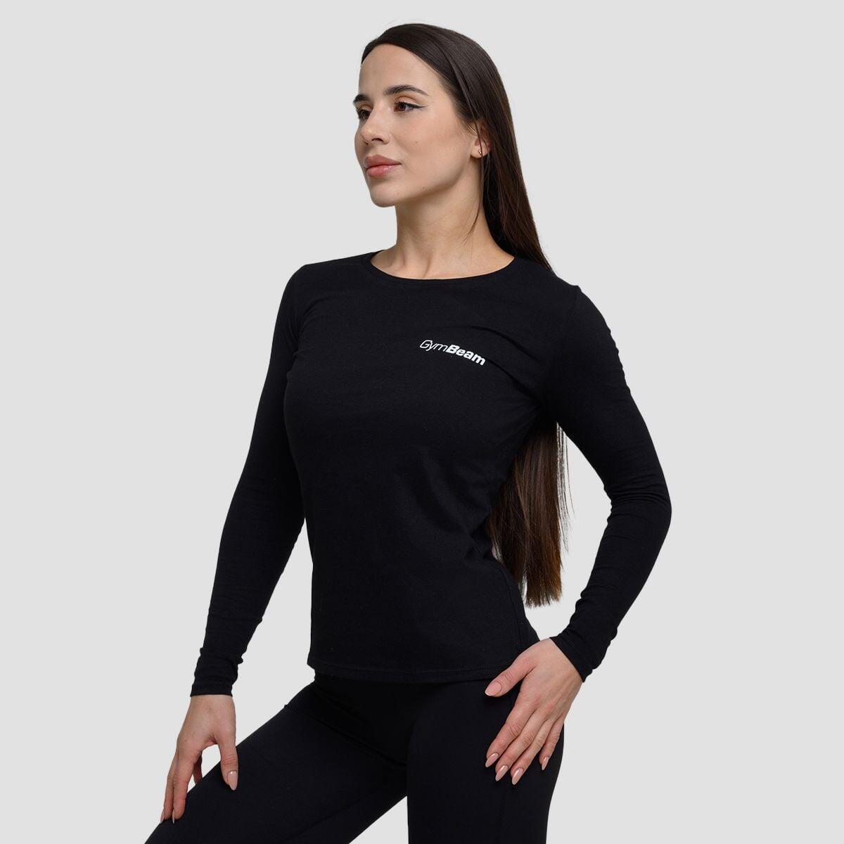 Donna fitness t-shirt maniche lunghe nera 2/5