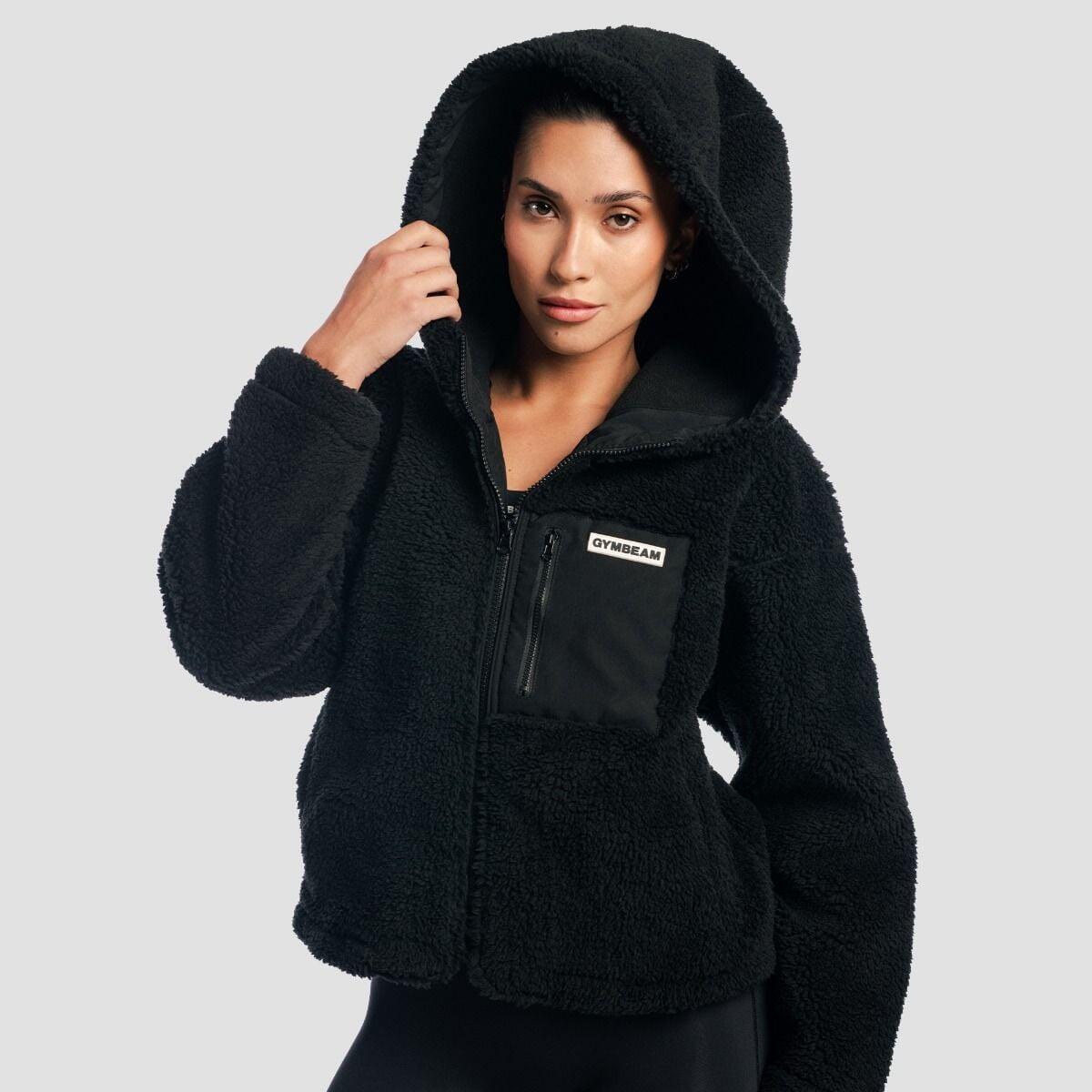 Donna giacca in pile oversize nera Sherpa 3/6