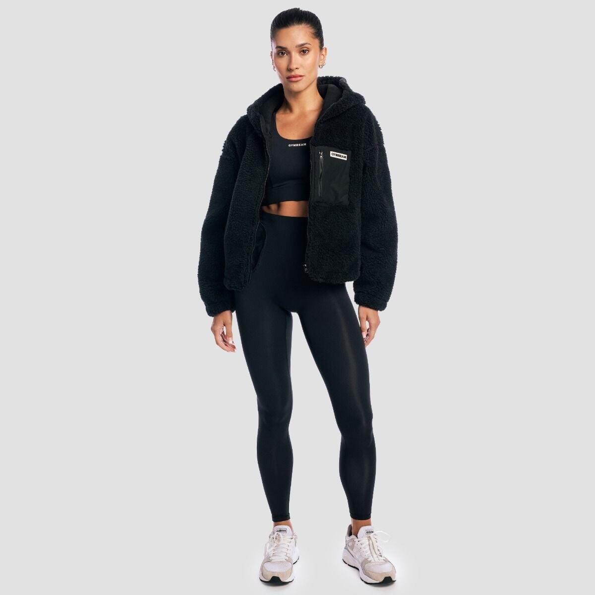 Donna giacca in pile oversize nera Sherpa 4/6