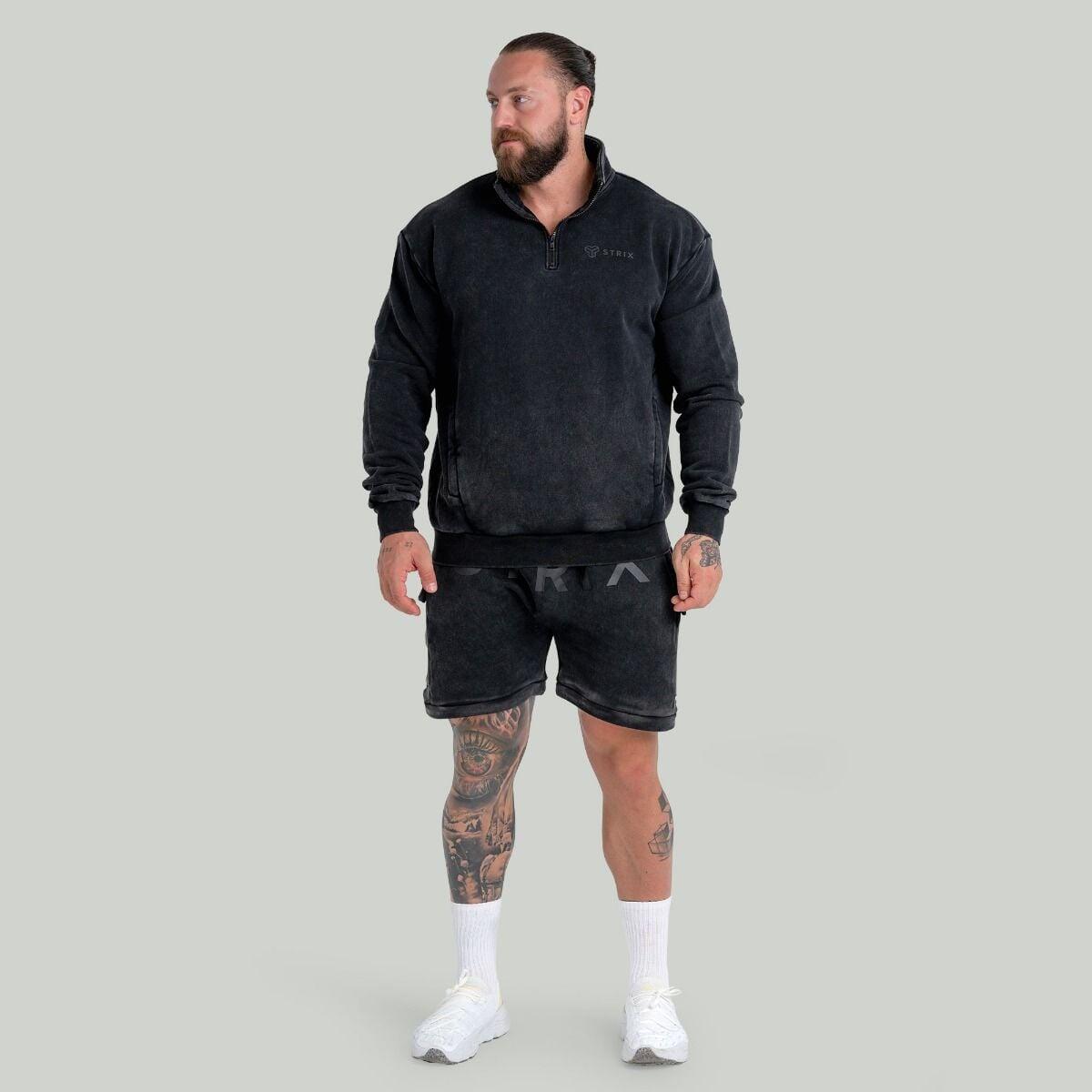 Uomo felpa con mezza cerniera nera 5/6