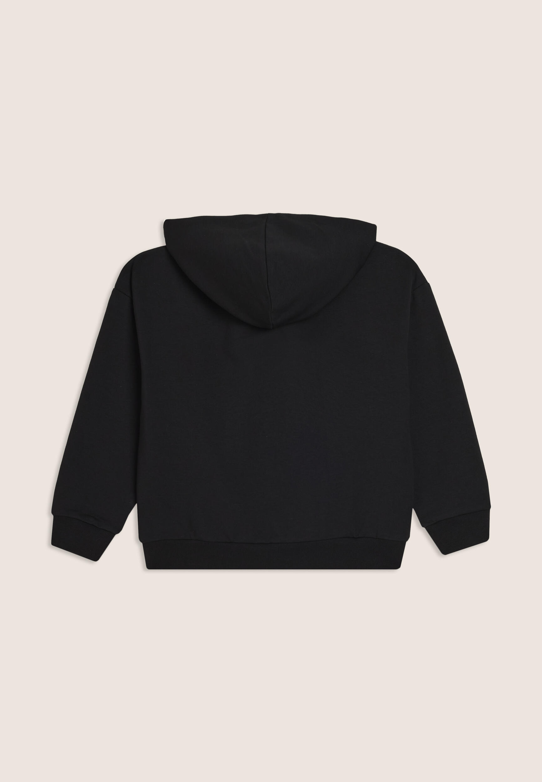 Felpa Junior comfort con cappuccio e maxi logo bicolore 2/3