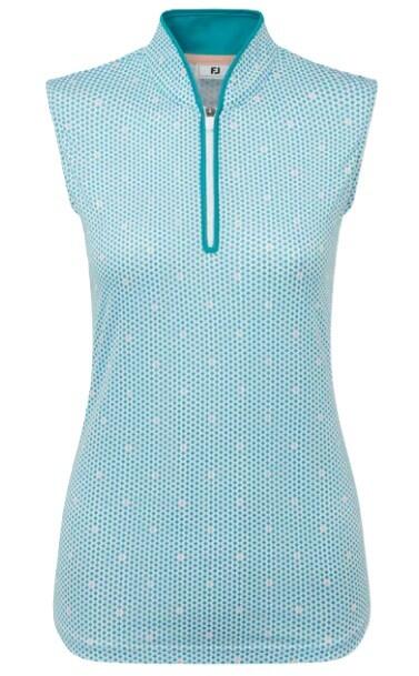 Polo Golf Footjoy Zip FrontTank Prt Mujer Verde 3/4