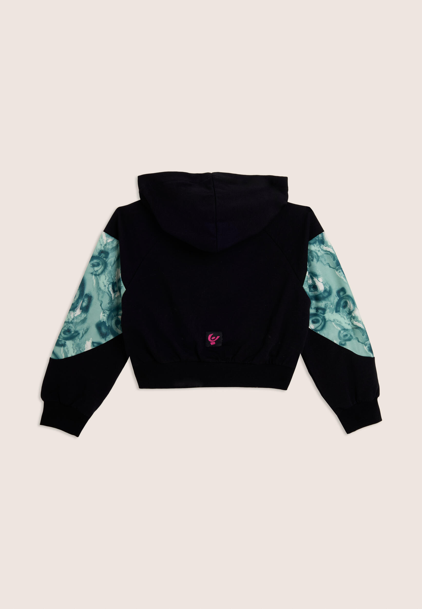 Felpa Junior full-zip cropped con inserti color block 2/3