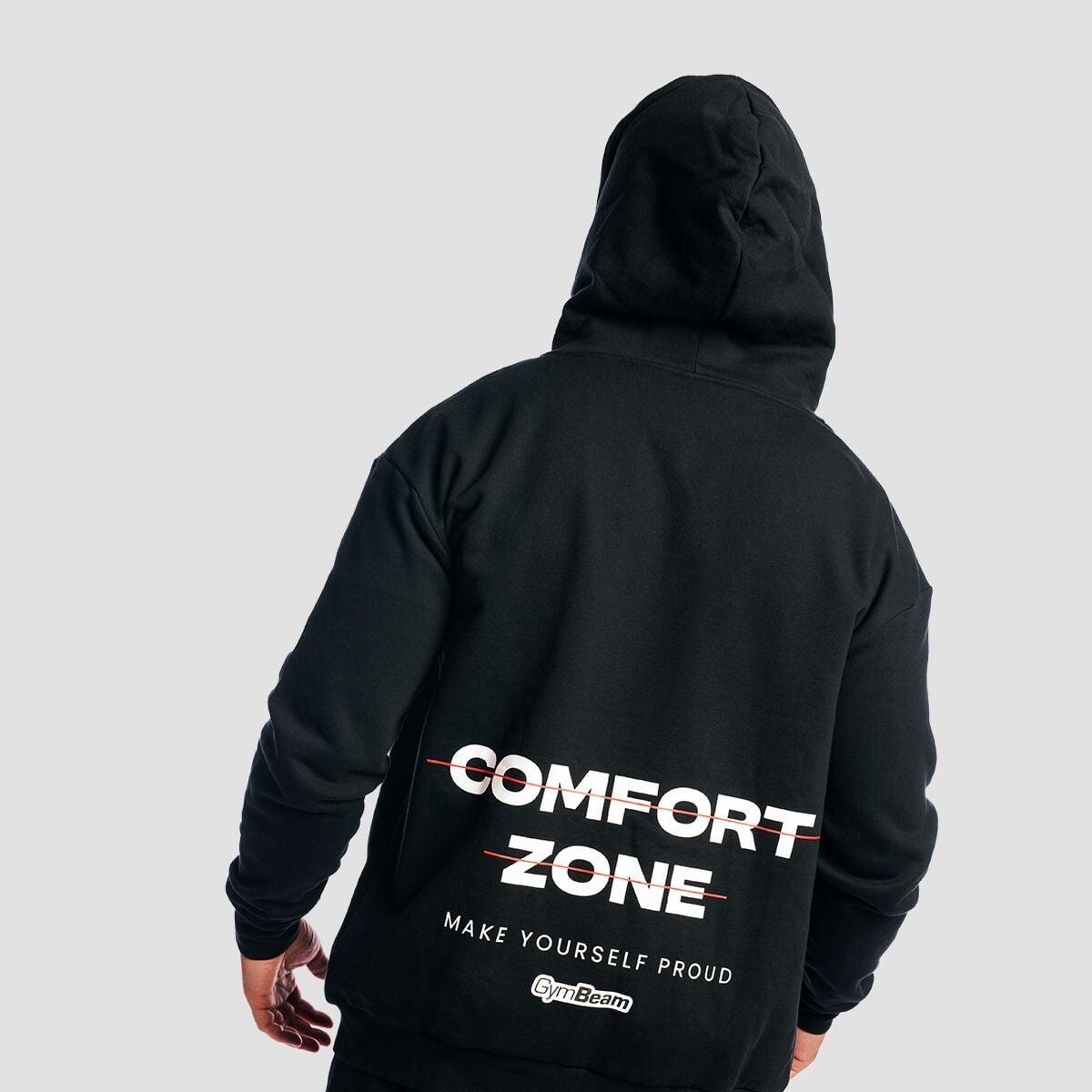 Uomo felpa con cappuccio e zip oversize nera Zone 5/7