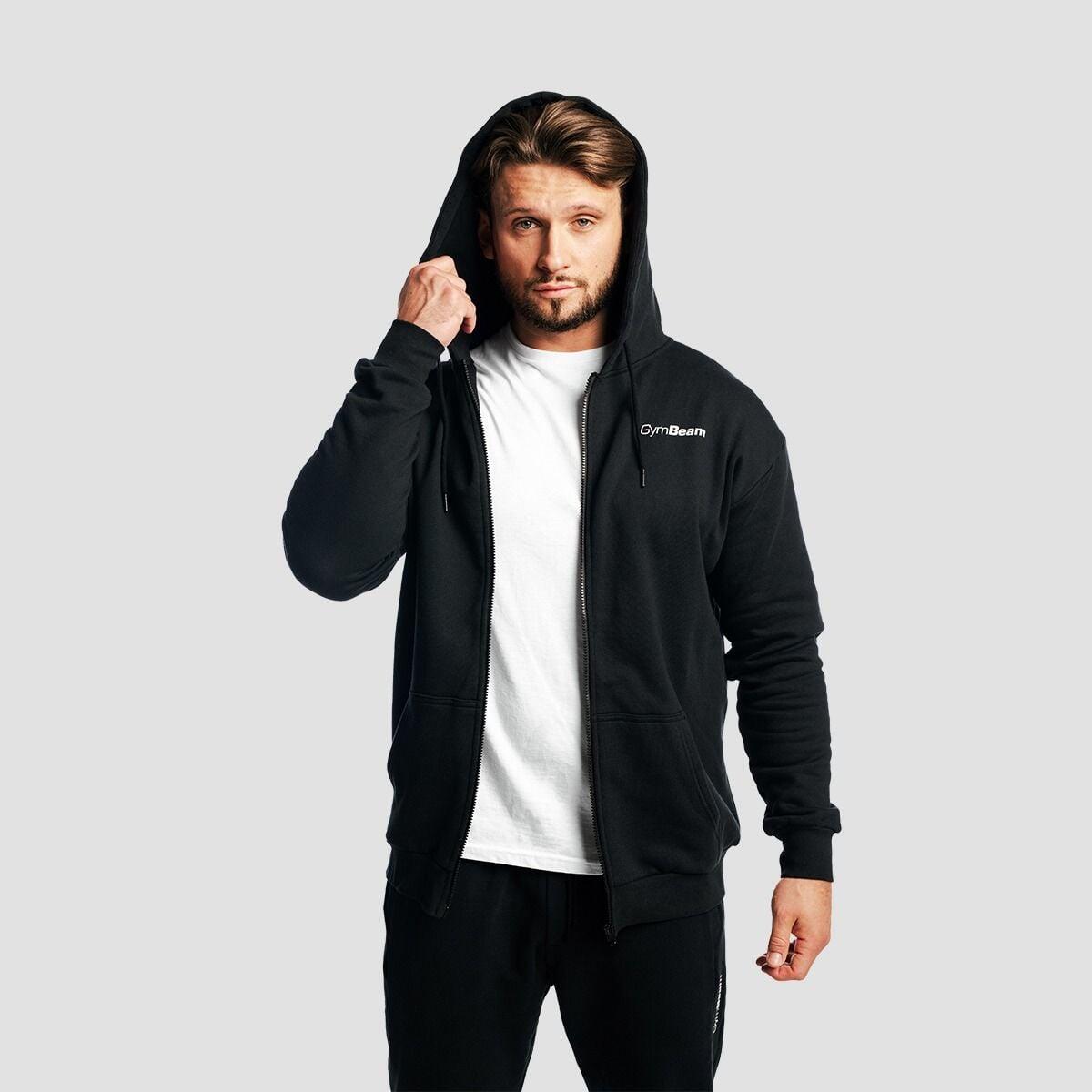 Uomo felpa con cappuccio e zip oversize nera Zone 4/7