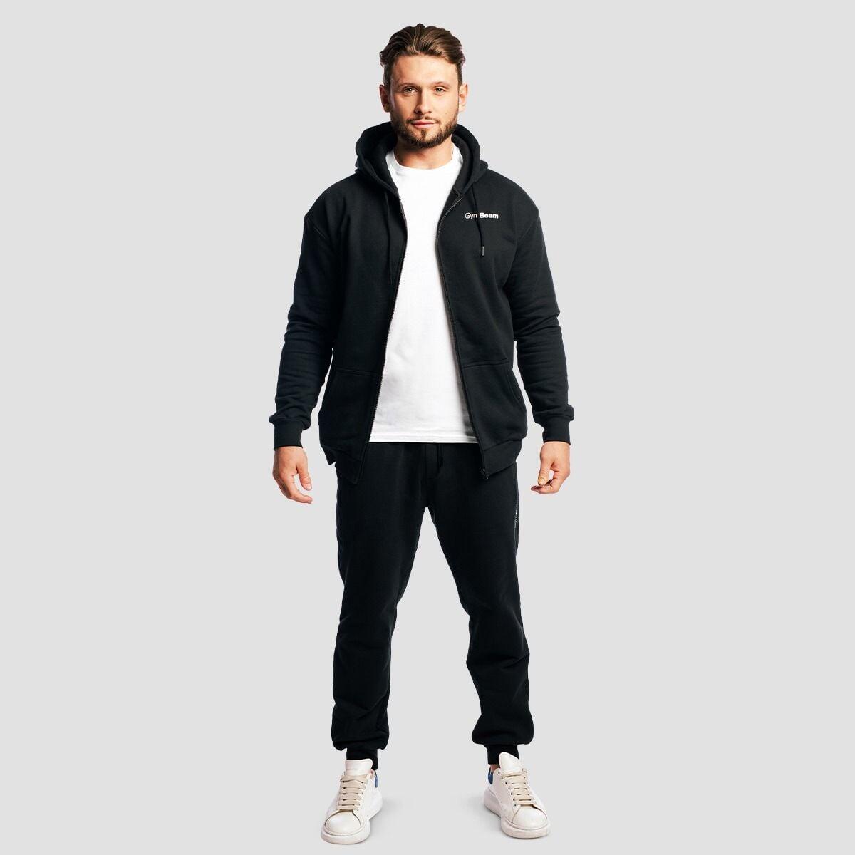 Uomo felpa con cappuccio e zip oversize nera Zone 6/7