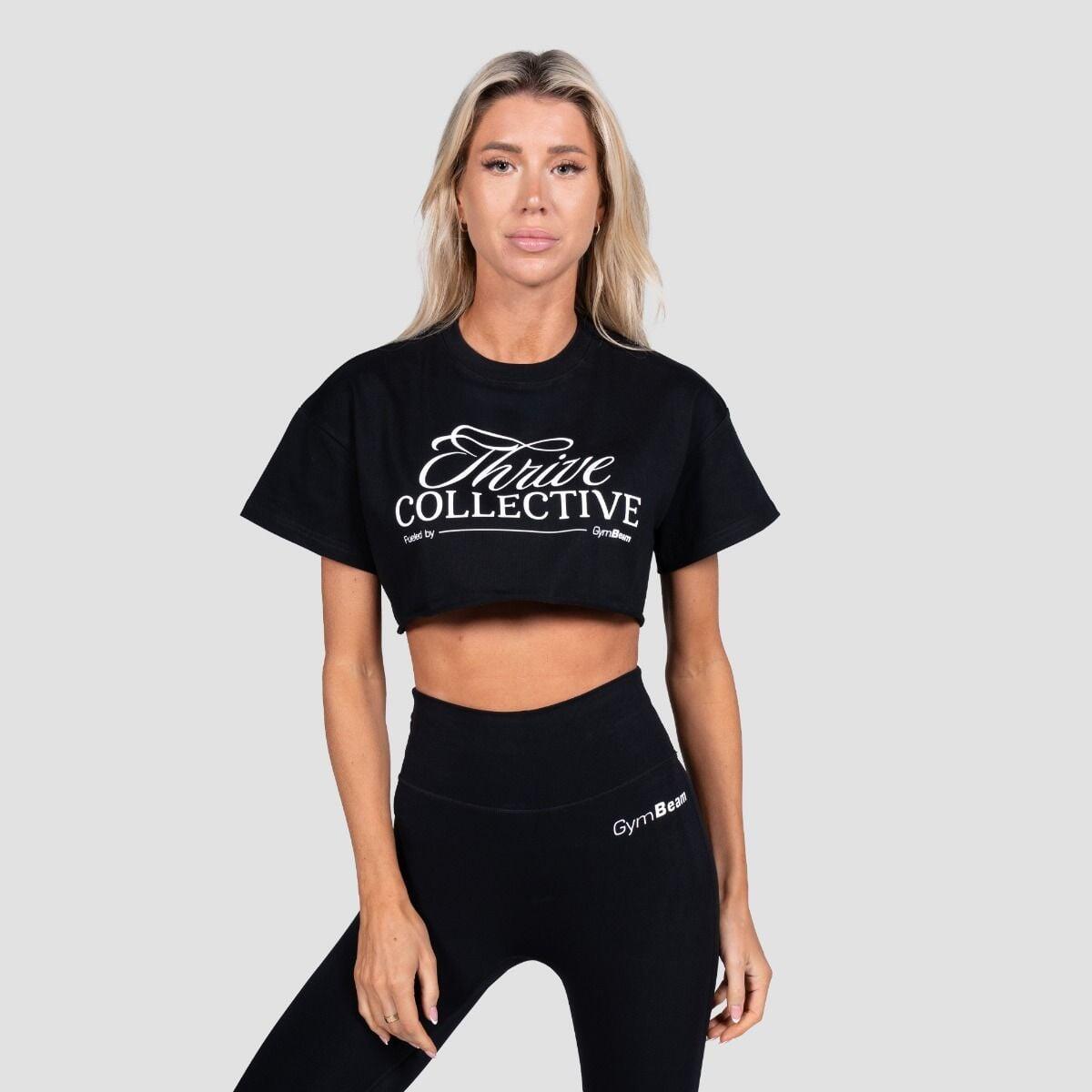Donna palestra crop top traspirante nero Thrive 3/6