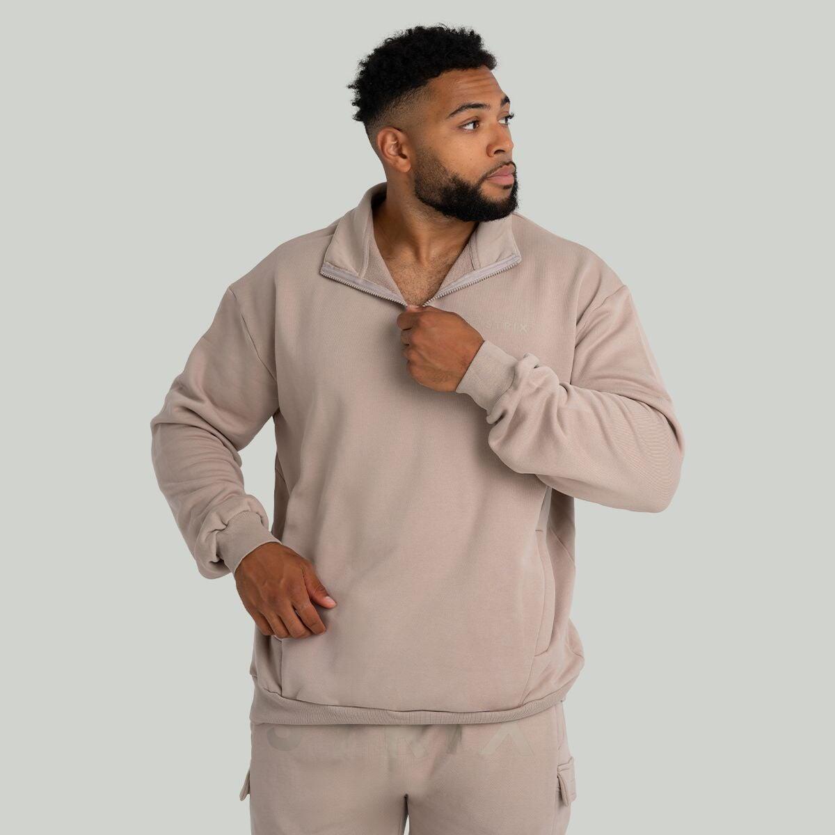 Uomo fitness felpa con mezza cerniera traspirante Taupe 3/6